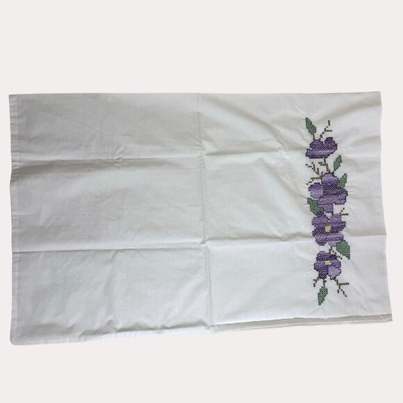 Unbranded Other - Hand Embroidered Cross Stitch Pillow Case Standard NWOT bv